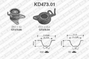 Комплект ГРМ Mitsubishi Pajero II/III 2.5TD/TDi 90-/L200/L300/L400 2.5D/TD 86-07 (25x163z) SNR KD473.01