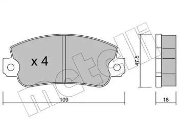 Комплект гальмівних колодок с 4 шт. дисків METELLI 22-0033-0