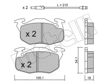 Колодки гальмівні (передні) Peugeot 106 91-04/205/305/309/405 82-98/Renault Clio 91-98 (з датчик.) METELLI 22-0037-0