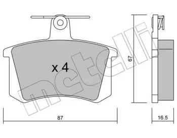 Колодки гальмівні (задні) Audi 80/90 82-96/A4 95-01/A6 94-97/A8 94-02/Fiat Croma 85-96 METELLI 22-0048-0