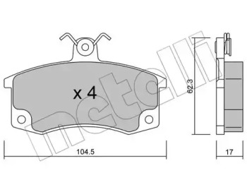 Колодки гальмівні (передні) Lada 2108/2109/2113/2114/2115/Kalina 87- METELLI 22-0062-0