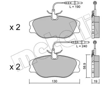 Колодки гальмівні (передні) Citroen Jumpy/Evasion/Fiat Scudo/Peugeot Expert/806 95-06 (+датчики) METELLI 22-0072-3