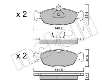 Колодки гальмівні (передні) Opel Combo/Astra F 91-05/Corsa A/B 82-00/Vectra A 88-95/Daewoo Lanos 97 METELLI 22-0077-0
