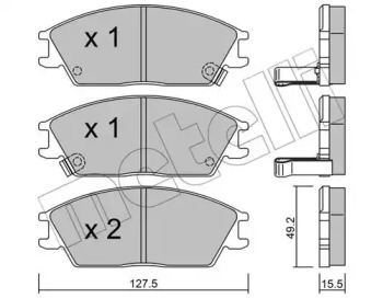 Колодки гальмівні (передні) Hyundai Accent I/II 94-05/Getz 02-10/Elantra 90-00/Pony 85-95 METELLI 22-0081-1