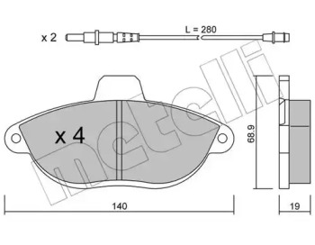 Колодки гальмівні (передні) Fiat Scudo/Peugeot Expert 96- (з датчиком) METELLI 22-0105-0