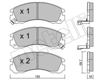 Колодки гальмівні (передні) Citroen C-Crosser 07-/Mitsubishi Outlander/Pajero 98-/Lancer/L400 94-03 METELLI 22-0134-0