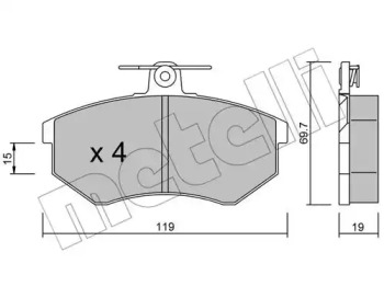 Колодки гальмівні (передні) Audi 80/90/100/A4 77-00 METELLI 22-0148-0