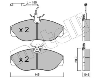 Колодки гальмівні (передні) Citroen Jumper/Fiat Ducato/Peugeot Boxer 94-02 (+датчики) METELLI 22-0154-0