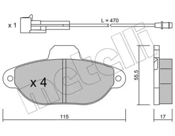Комплект гальмівних колодок с 4 шт. дисків METELLI 22-0159-0