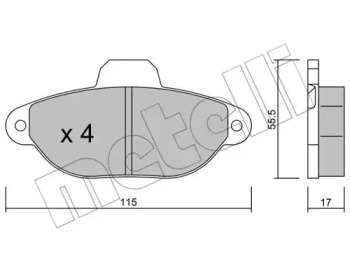 Колодки гальмівні (передні) Fiat 500 07-/Panda 03-/Punto 93-10 METELLI 22-0159-1