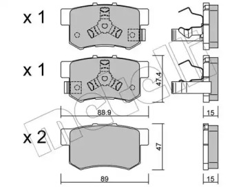 Колодки гальмівні (задні) Honda Accord VIII 08-/CR-V II 01-07/CR-V IV 12-/FR-V 04- METELLI 22-0173-1