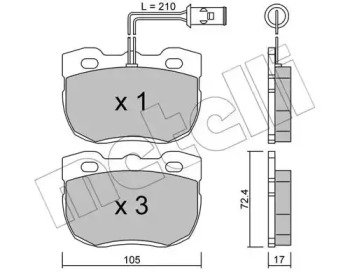 Колодки гальмівні (передні) Land Rover Discovery/Range Rover 88-98  (+ датчик) METELLI 22-0177-0