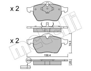 Колодки гальмівні (передні) Audi A3/TT/Skoda Octavia 96-10/VW Golf/Passat B3/B4 91-06 (без датчика) METELLI 22-0181-2