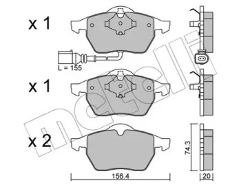 Колодки гальмівні (передні) Audi A3/TT/Seat Leon/Skoda Octavia/VW Golf 96-10/Polo 05-09 (+датчик) METELLI 22-0181-4