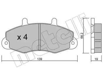 Колодки гальмівні (передні) Ford Transit 85-00/Transit Tourneo 94-00 14" METELLI 22-0194-0