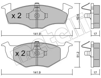 Колодки гальмівні (передні) Seat Cordoba/Ibiza 02-09/Skoda Fabia 99-08/VW Polo 94-12/Lupo 98-05/Fox METELLI 22-0206-0