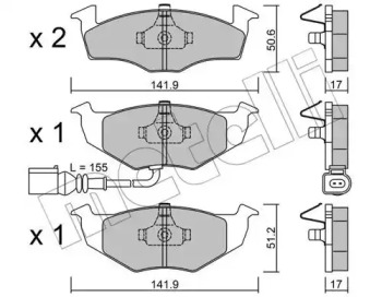 Колодки гальмівні (передні) Skoda Fabia 99-14/Roomster 07-15/VW Polo III 01-12 (+датчик) METELLI 22-0206-3