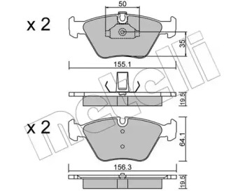 Комплект гальмівних колодок с 4 шт. дисків METELLI 22-0207-0