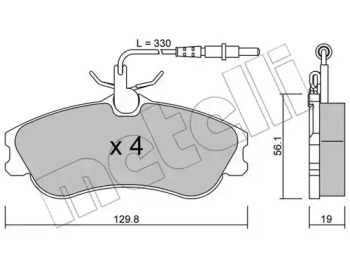 Колодки гальмівні (передні) Citroen Berlingo 96-11/Xsara/Peugeot 306 93-05/Partner 96-15 (+датчики) METELLI 22-0217-0