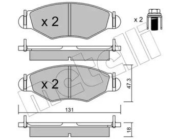 Колодки гальмівні (передні) Peugeot 206 98-/Peugeot 206+ 09-13/Peugeot 306 93-01 METELLI 22-0254-0