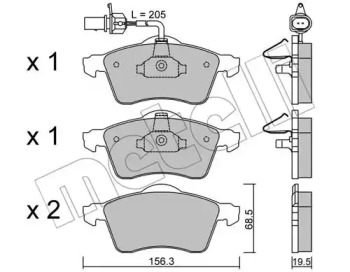 Колодки гальмівні (передні) VW T4 90-03 R15 (+датчик) METELLI 22-0263-1