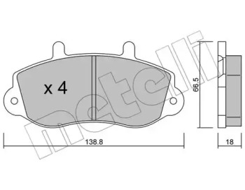 Колодки гальмівні (передні) Renault Master II/Opel Movano 98-01 R15 METELLI 22-0264-0
