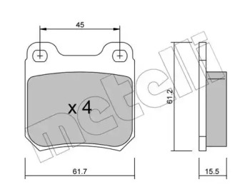 Колодки гальмівні (задні) Opel Omega A/B 86-03/Vectra B 95-03/Senator A/B 84-93 METELLI 22-0275-0