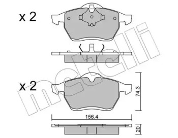 Колодки гальмівні (передні) Ford Galaxy 95-15/Seat Alhambra 96-10/VW Sharan 95-10 METELLI 22-0279-0
