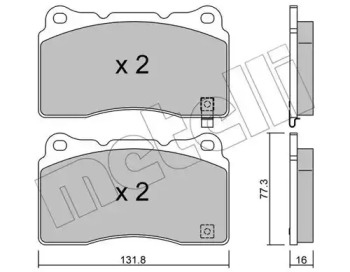 Колодки гальмівні (передні) Opel Insignia 08-17/Astra J/Tesla S/X/VW Golf VII 12-/Renault Megane 17 METELLI 22-0288-5
