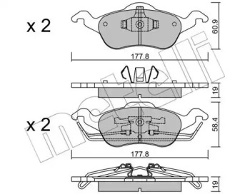 Колодки гальмівні (передні) Ford Focus 98-05 METELLI 22-0291-0