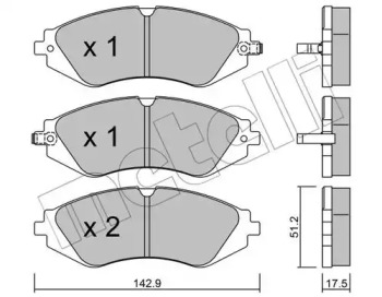 Колодки гальмівні (передні) Chevrolet Epica 05-/Astra 99-11/Daewoo Nubira/Leganza 97-/Rezzo 00- METELLI 22-0294-0