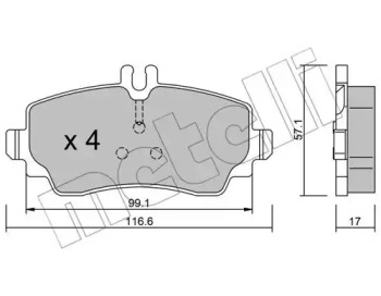 Комплект гальмівних колодок METELLI 22-0310-0