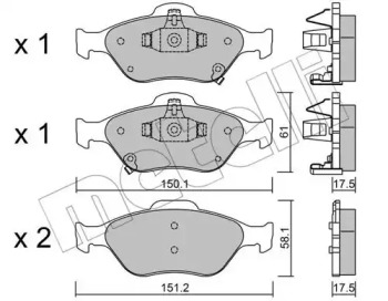 Колодки гальмівні (передні) Toyota Yaris 1.0-1.4 05- METELLI 22-0316-1