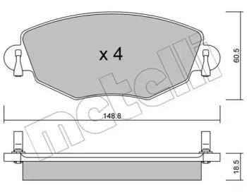 Колодки гальмівні (передні) Ford Mondeo III 00-07/Jaguar X-Type 01-09 METELLI 22-0318-0