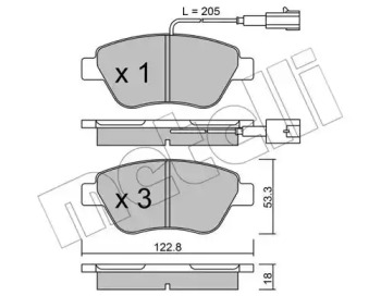 Комплект гальмівних колодок с 4 шт. дисків METELLI 22-0321-0