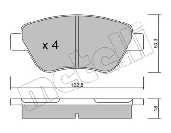Колодки гальмівні (передні) Fiat Doblo 00-/Panda 03-/500 II 07-/Lancia Musa 04-12 METELLI 22-0321-1