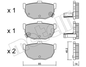 Колодки гальмівні (задні) Hyundai Elantra 00-06/Coupe 96-09/Kia Cerato 04-/Nissan Maxima 88-94 METELLI 22-0362-0