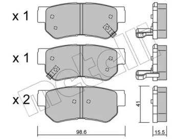 Комплект гальмівних колодок с 4 шт. дисків METELLI 22-0365-0