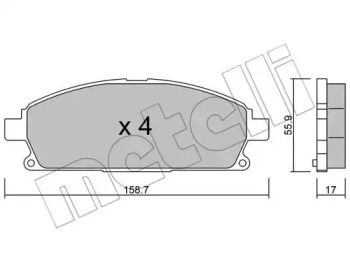 Колодки гальмівні (передні) Nissan X-Trail 01-13 METELLI 22-0406-0