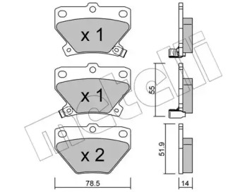 Колодки гальмівні (задні) Toyota Corolla 01-08/Prius 00-09/Yaris/Celica 99-05 METELLI 22-0424-0