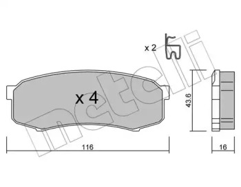 Комплект гальмівних колодок с 4 шт. дисків METELLI 22-0432-0