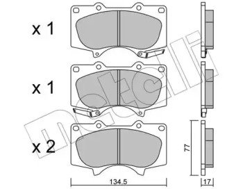 Колодки гальмівні (передні) Mitsubishi Pajero IV/Toyota Hilux 06-/Land Cruiser Prado/Lexus GX 01- METELLI 22-0454-0