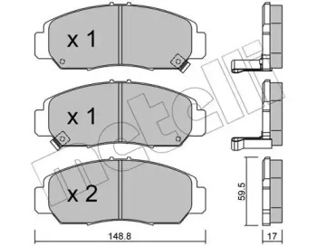 Колодки гальмівні (передні) Honda Civic VIII 06-/FR-V 04-/Accord VII 03- METELLI 22-0462-0
