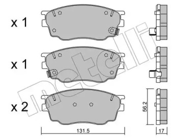 Колодки гальмівні (передні) Mazda 6 02-07 METELLI 22-0475-0