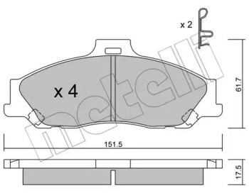 Колодки гальмівні (передні) Ford Ranger 99-12/Mazda B-serie 99-06/BT-50 06- METELLI 22-0479-0
