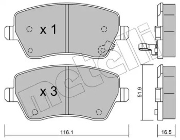Колодки гальмівні (передні) Opel Agila B 08-14/Suzuki Swift III 05-/Splash 08- METELLI 22-0485-1