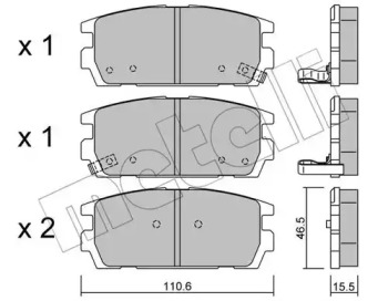 Колодки гальмівні (задні) Hyundai Terracan 01-06 METELLI 22-0507-0
