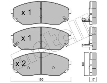 Колодки гальмівні (передні) Kia Sorento I 02- METELLI 22-0515-0