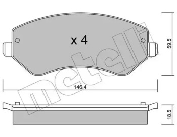 Колодки гальмівні (передні) Jeep Cherokee 01-08/Chrysler Voyager IV 00-08 METELLI 22-0524-0
