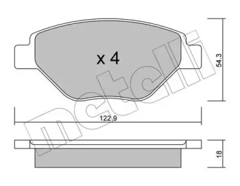 Колодки гальмівні (передні) Renault Megane II 03- METELLI 22-0543-0